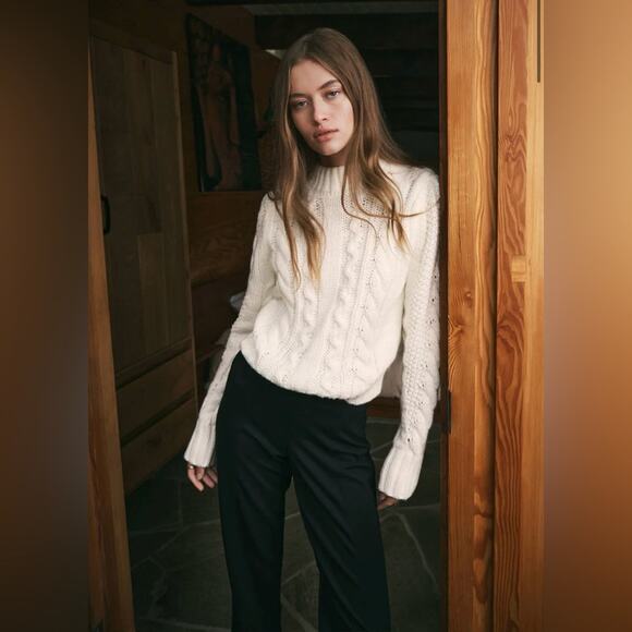 Z Supply Catya Mock Neck Cable Knit Sweater New Sandstone - Picture 1 of 5